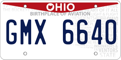 OH license plate GMX6640