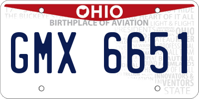 OH license plate GMX6651