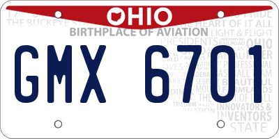 OH license plate GMX6701