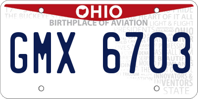 OH license plate GMX6703