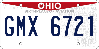 OH license plate GMX6721