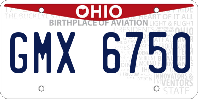 OH license plate GMX6750