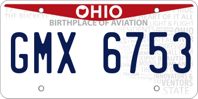 OH license plate GMX6753