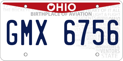 OH license plate GMX6756