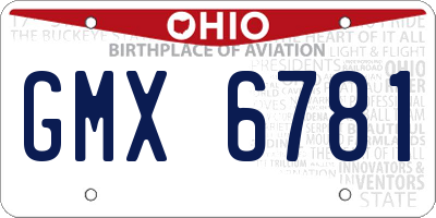 OH license plate GMX6781