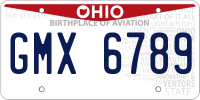 OH license plate GMX6789