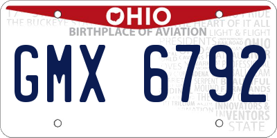 OH license plate GMX6792