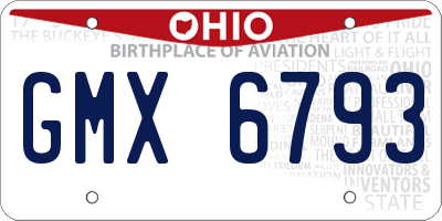 OH license plate GMX6793