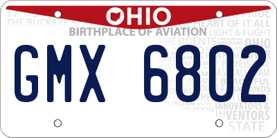 OH license plate GMX6802
