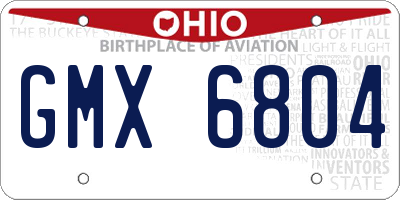 OH license plate GMX6804