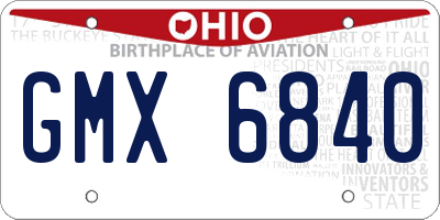 OH license plate GMX6840