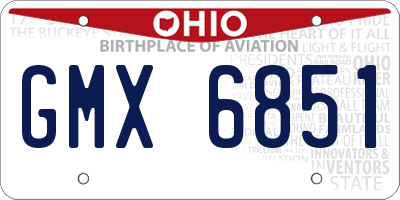 OH license plate GMX6851