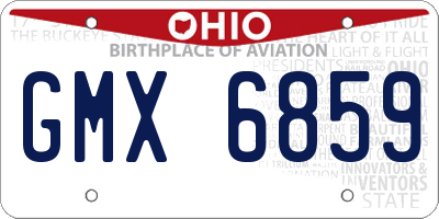 OH license plate GMX6859
