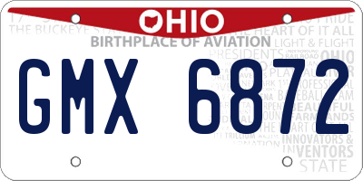OH license plate GMX6872