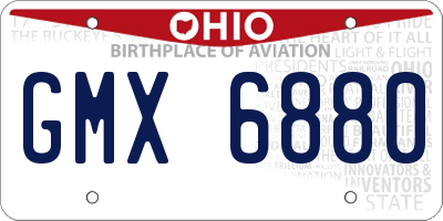 OH license plate GMX6880