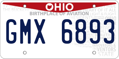 OH license plate GMX6893