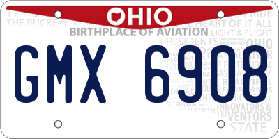 OH license plate GMX6908