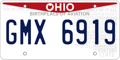 OH license plate GMX6919