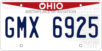 OH license plate GMX6925