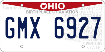 OH license plate GMX6927
