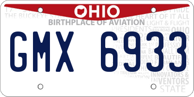 OH license plate GMX6933