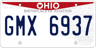 OH license plate GMX6937