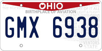OH license plate GMX6938