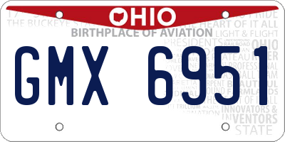 OH license plate GMX6951