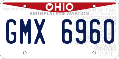OH license plate GMX6960