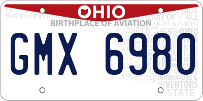 OH license plate GMX6980
