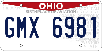 OH license plate GMX6981