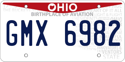OH license plate GMX6982