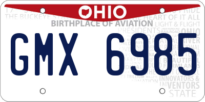 OH license plate GMX6985