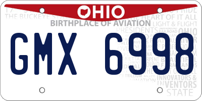 OH license plate GMX6998