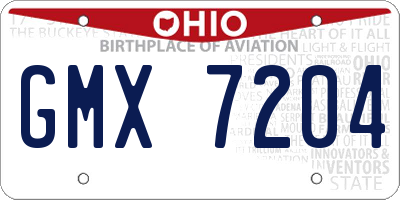 OH license plate GMX7204