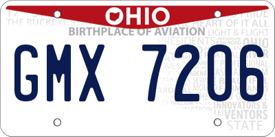OH license plate GMX7206