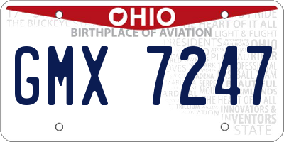 OH license plate GMX7247