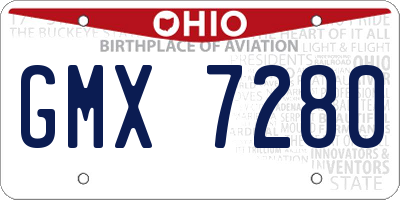OH license plate GMX7280