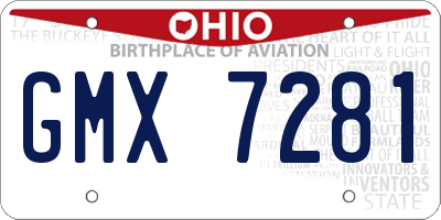 OH license plate GMX7281