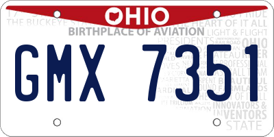 OH license plate GMX7351