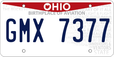 OH license plate GMX7377
