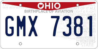 OH license plate GMX7381