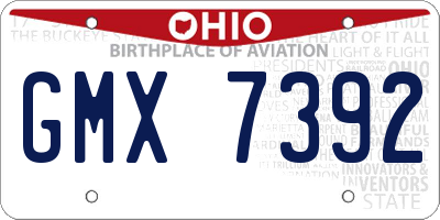 OH license plate GMX7392