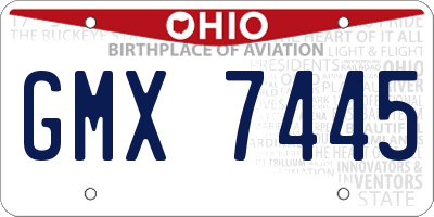 OH license plate GMX7445