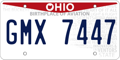 OH license plate GMX7447