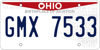OH license plate GMX7533