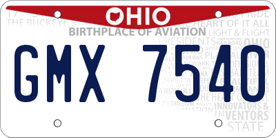 OH license plate GMX7540
