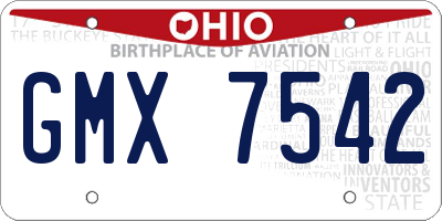 OH license plate GMX7542