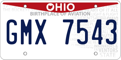 OH license plate GMX7543