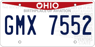 OH license plate GMX7552